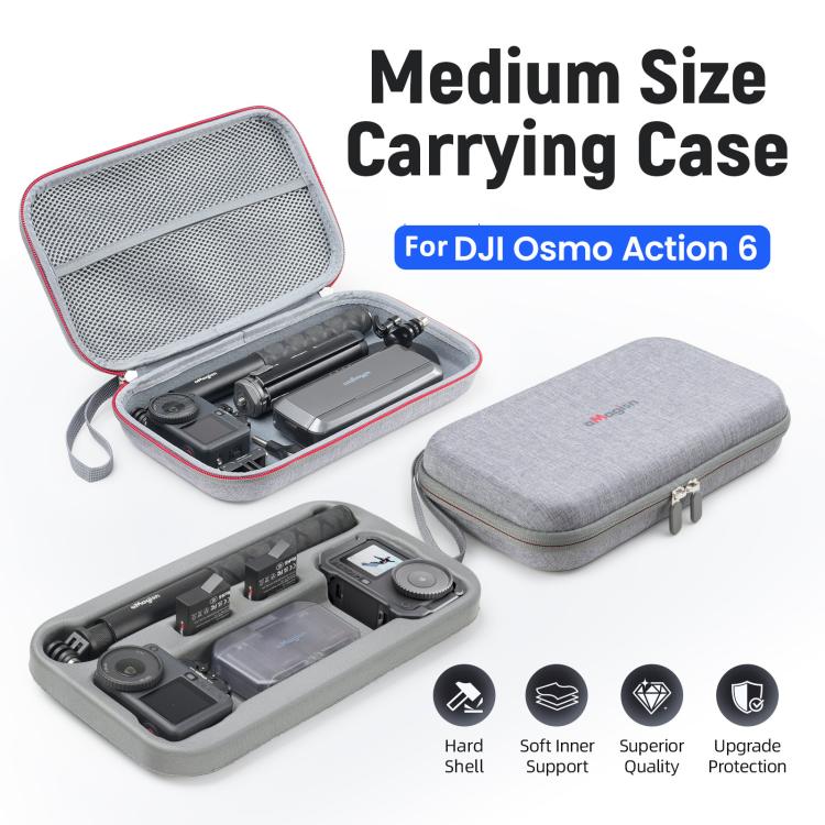 For DJI Osmo Action 6 aMagisn Medium Hard Shell Carrying Case with Removable Foam Insert - Gray