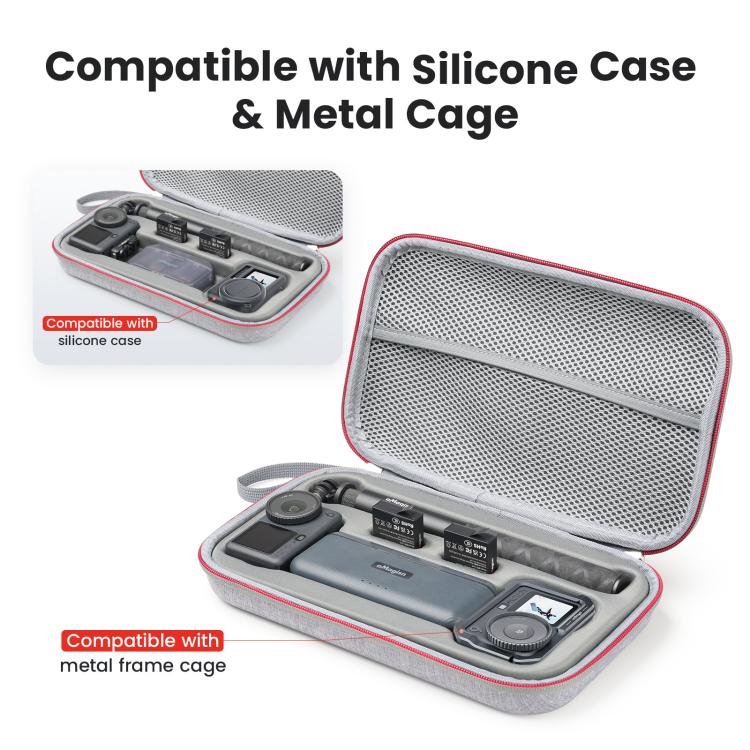 For DJI Osmo Action 6 aMagisn Medium Hard Shell Carrying Case with Removable Foam Insert - Gray
