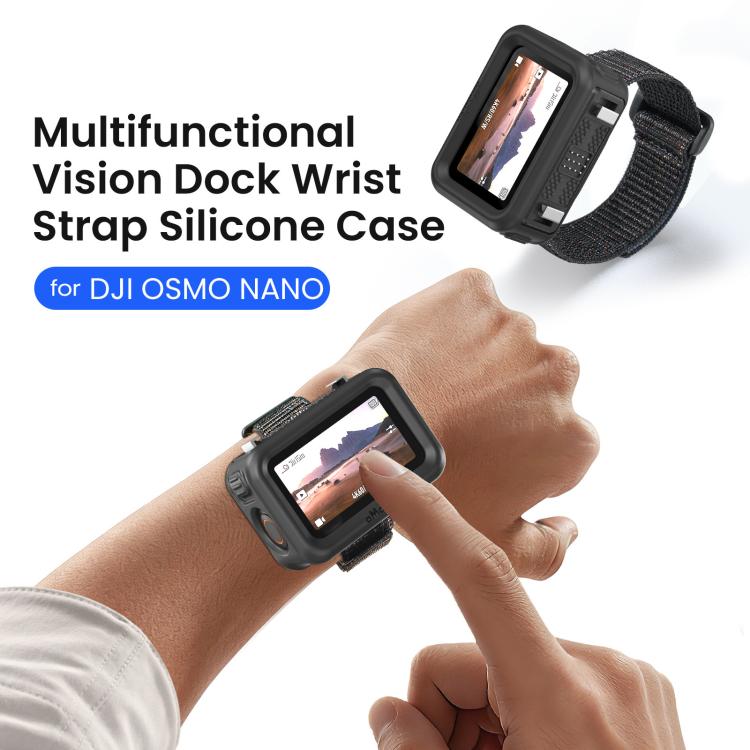 For DJI Osmo Nano Vision Dock aMagisn Silicone Case With Multifunctional Wrist Strap - Black
