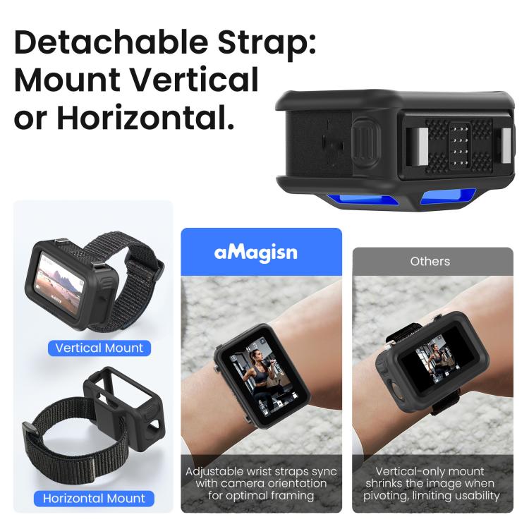 For DJI Osmo Nano Vision Dock aMagisn Silicone Case With Multifunctional Wrist Strap - Black