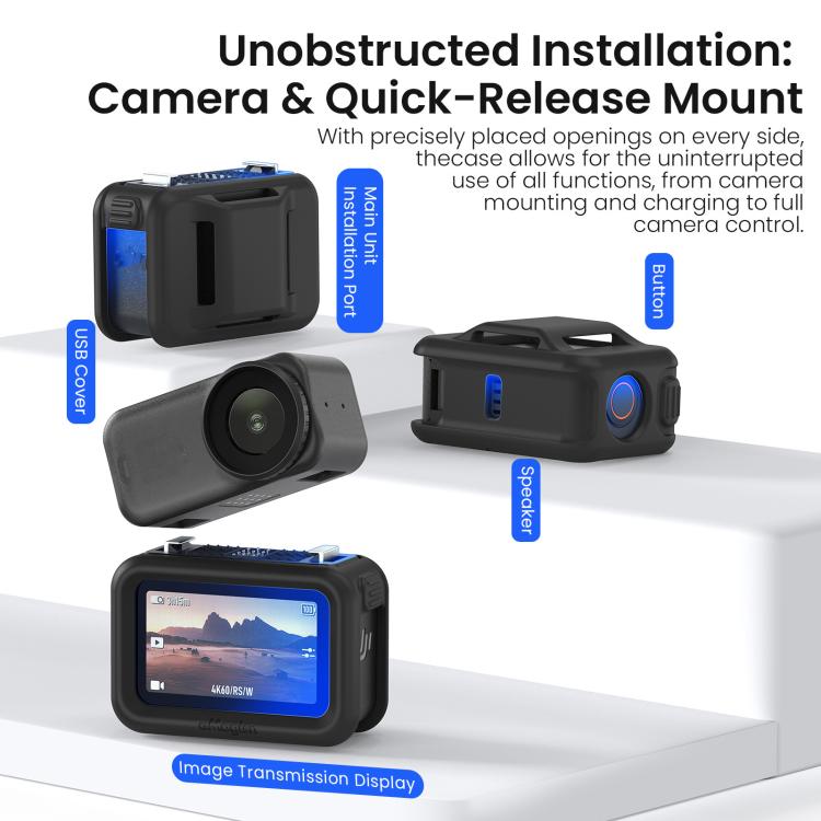 For DJI Osmo Nano Vision Dock aMagisn Silicone Case With Multifunctional Wrist Strap - Black