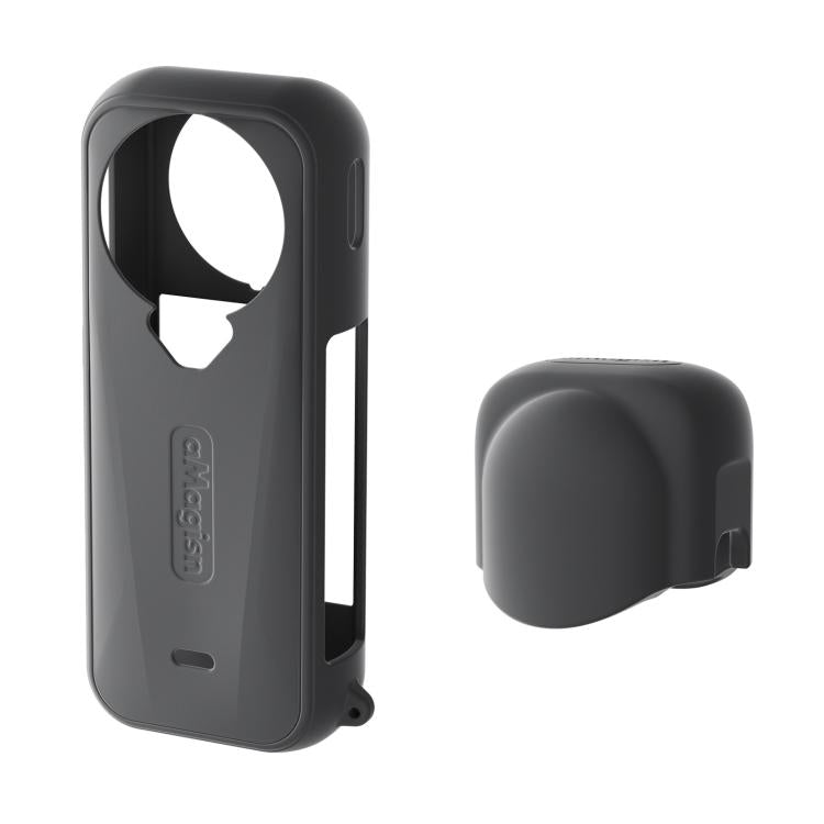 For Insta360 X4 Air Camera aMagisn Silicone Case & Lens Cap Black