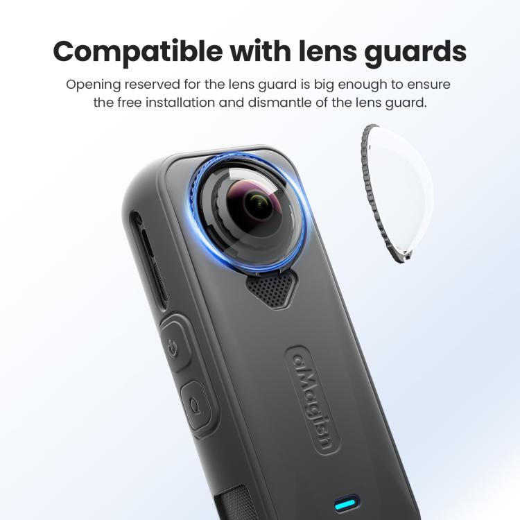 For Insta360 X4 Air Camera aMagisn Silicone Case & Lens Cap Gray