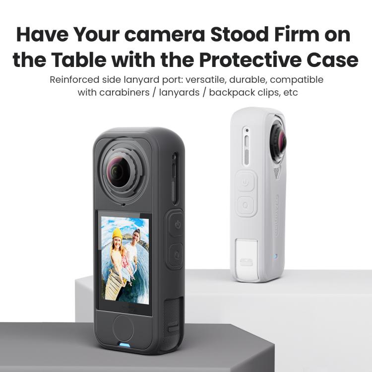 For Insta360 X4 Air Camera aMagisn Silicone Case & Lens Cap Gray