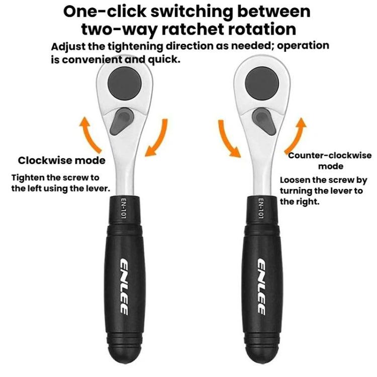 ENLEE 10pcs Bike Ratchet Wrench Repair Kit Multi-Functional Tire Repair Emergency Tool Set - Black