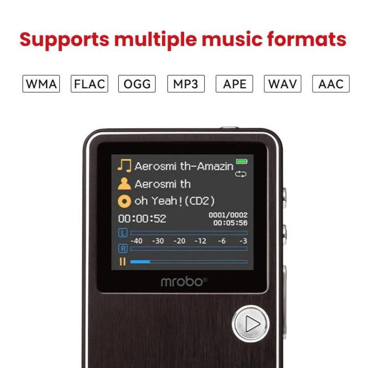 Mrobo HiFi Music Player With DAC Chip - 1.77-Inch Color Screen, Scroll Wheel Control, Supports Lossless Audio & AMV Video 16GB