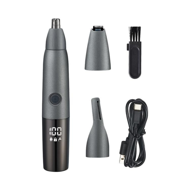 Fully Washable Digital Electric Nose Hair Trimmer, Color: 3 In 1 Gray