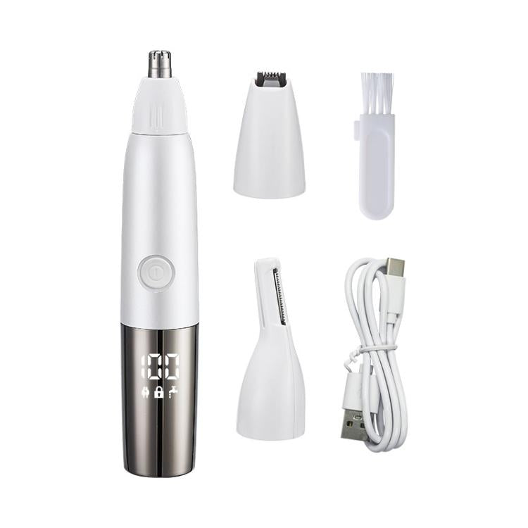 Fully Washable Digital Electric Nose Hair Trimmer, Color: 3 In 1 White