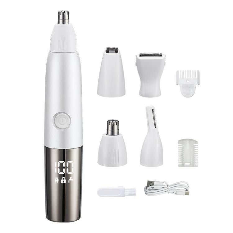 Fully Washable Digital Electric Nose Hair Trimmer, Color: 4 In 1 White