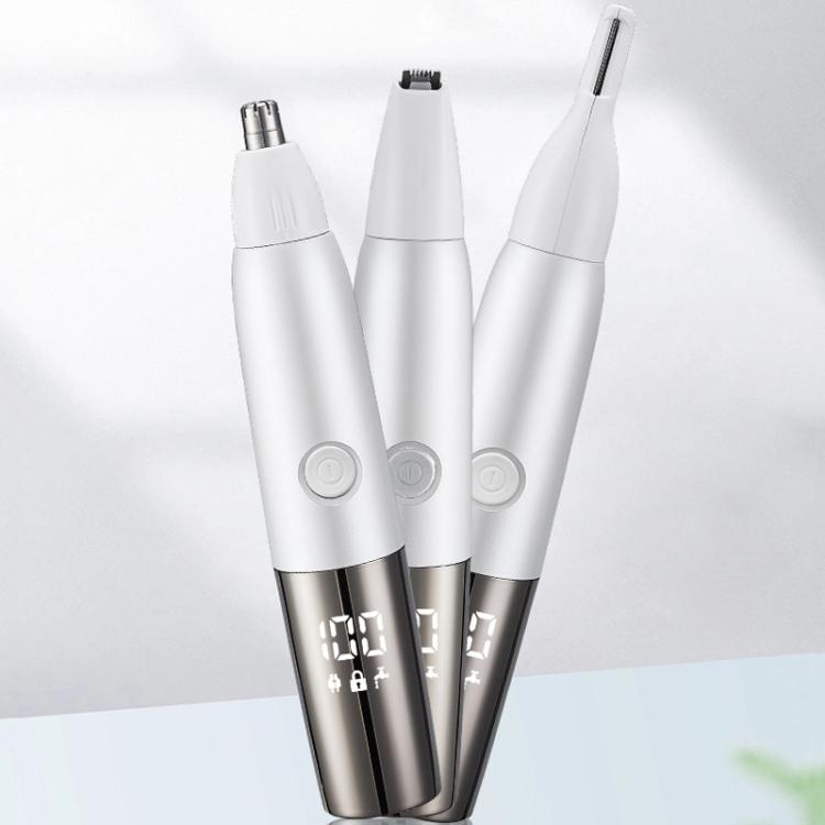 Fully Washable Digital Electric Nose Hair Trimmer, Color: 4 In 1 White