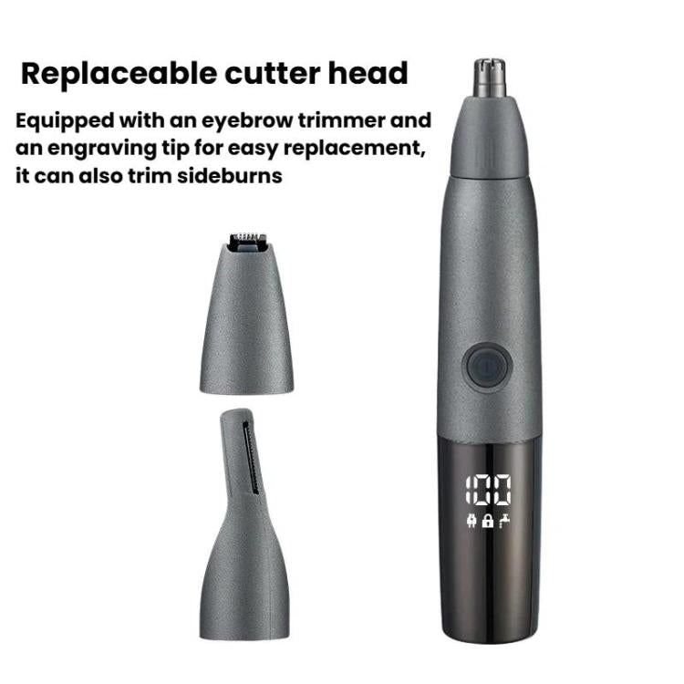 Fully Washable Digital Electric Nose Hair Trimmer, Color: 3 In 1 Gray
