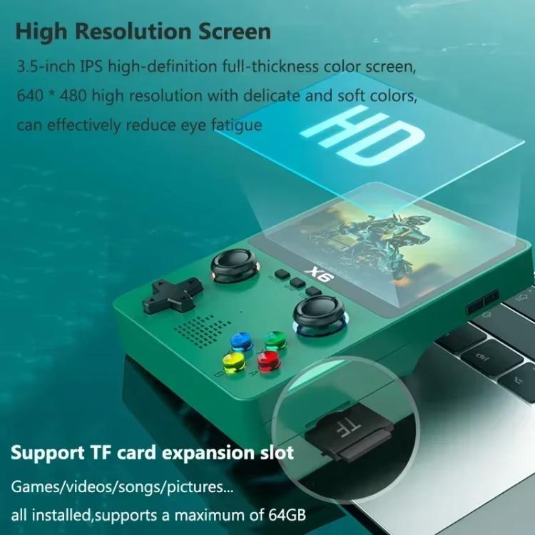 X6 Gaming Console Handheld Emulator Multi-Functional Retro Dual-Joystick HD Color Screen 32G Arcade, Size: Single-player