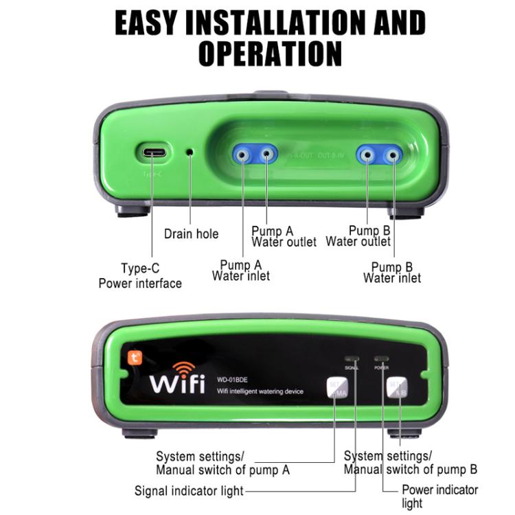 WD-01BDE WiFi Smart Dual-Pump Automatic Watering Device App Remote Control Irrigation System - Grey