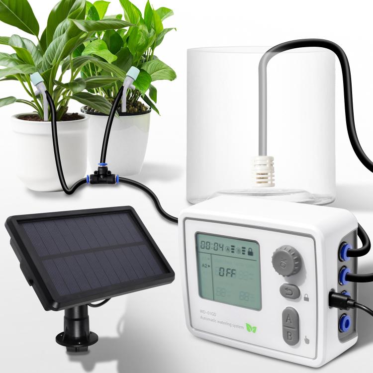 Smart Dual-Pump Watering System Potted Plant Timed Automatic Dripper, Spec: Adjustable Drip Arrow UK Plug