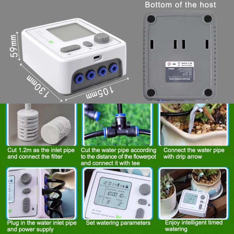 Smart Dual-Pump Watering System Potted Plant Timed Automatic Dripper, Spec: Transparent Drip Arrow US Plug
