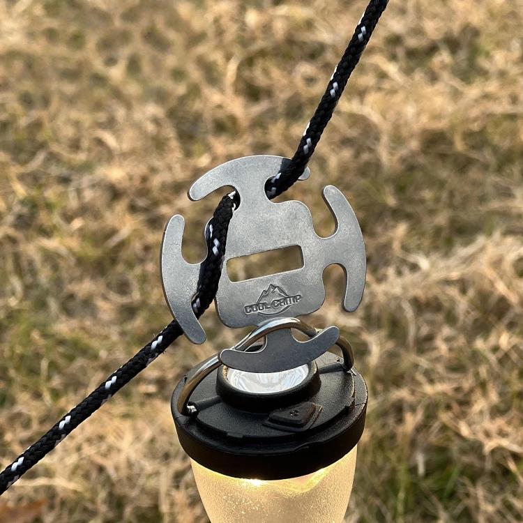 COOL CAMP 4pcs /Pack Stainless Steel Rope Clips No-Knot Fastener for 2-4mm Camping Ropes - Natural Color