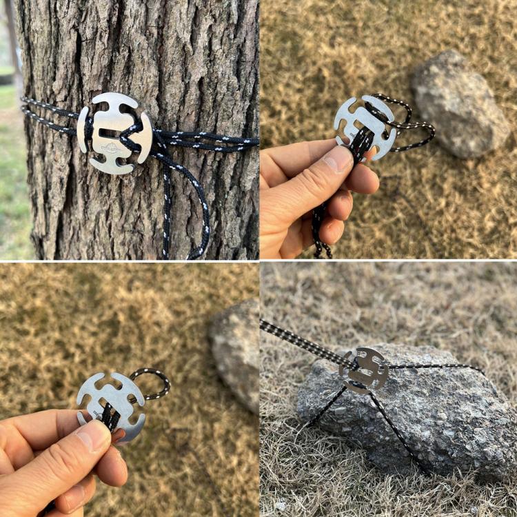 COOL CAMP 4pcs /Pack Stainless Steel Rope Clips No-Knot Fastener for 2-4mm Camping Ropes - Natural Color