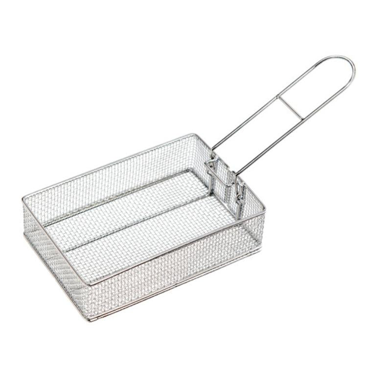 COOL CAMP Camping Stainless Steel Foldable Strainer Frying Basket for Outdoor Cooking, 175 x 120 x 50mm
