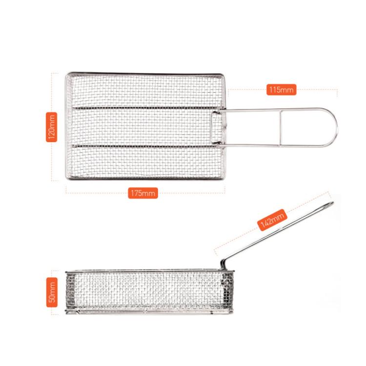 COOL CAMP Camping Stainless Steel Foldable Strainer Frying Basket for Outdoor Cooking, 175 x 120 x 50mm