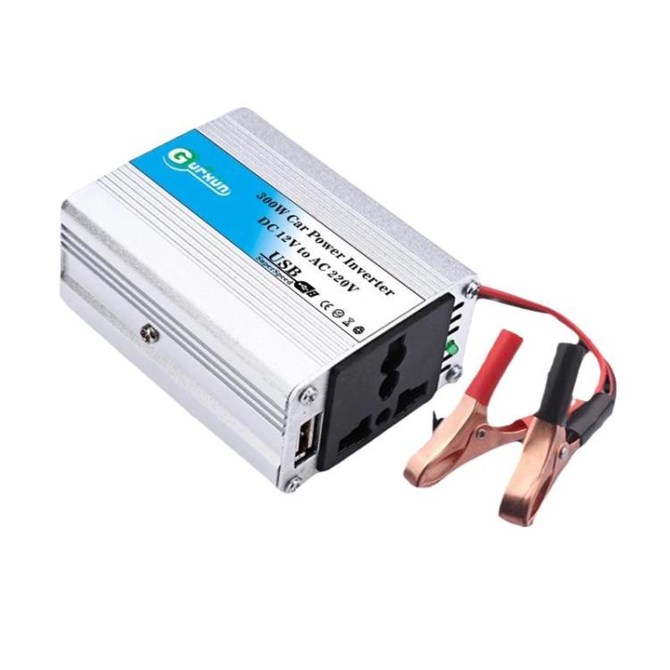 Gurxun 150W Aluminum Alloy Car Power Inverter With Battery Clamps, Spec: 12V To 220V