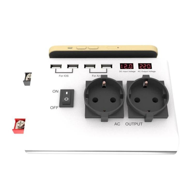 4-USB Dual-Socket Inverter Socket Car Digital Display Power Conversion Outlet EU Plug 12V To 220V