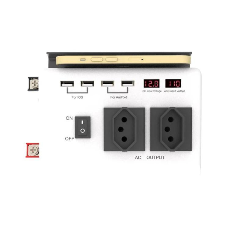 4-USB Dual-Socket Inverter Socket Car Digital Display Power Conversion Outlet Brazil Plug 12V To 110V