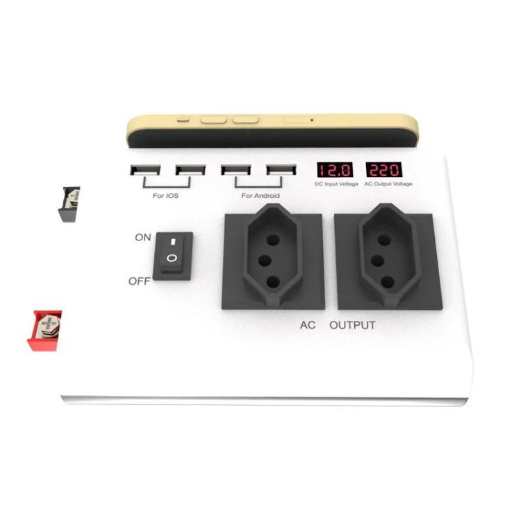 4-USB Dual-Socket Inverter Socket Car Digital Display Power Conversion Outlet Brazil Plug 12V To 220V