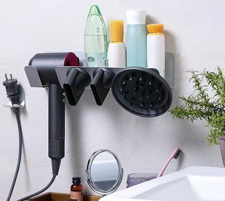 For Dyson Hair Dryer Wall Mount Holder - Adhesive Or Screw Installation, Compact Nozzle Organizer, Spec: Left Black