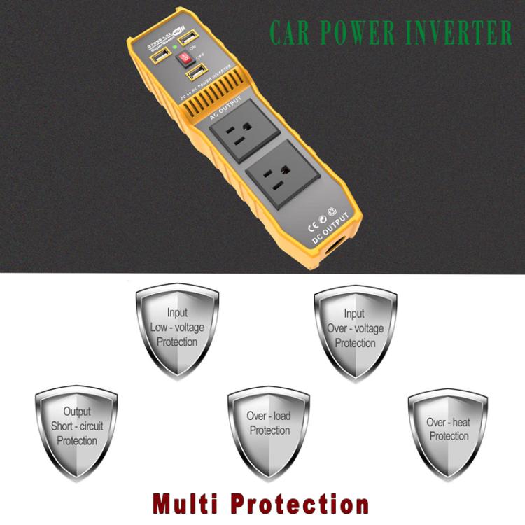 3-USB Dual-Socket Car Power Inverter Vehicle Power Converter Brazil Plug 12V To 110V