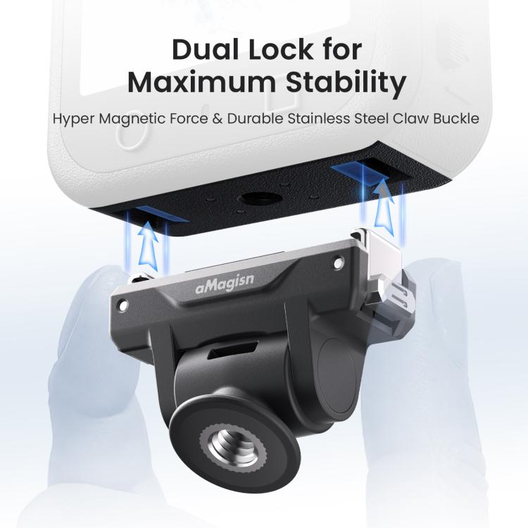 AMagisn Adjustable Quick Release Adapter For DJI Osmo 360/Action 5 Pro/4/3 - 4-Level Fast Perspective Switch - Black