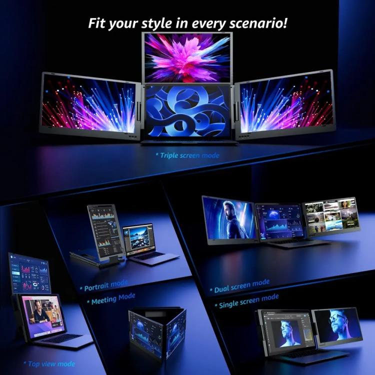 15.6 inch Triple-Screen One-Cable Connection 1080P Laptop Extension Display Portable Monitor