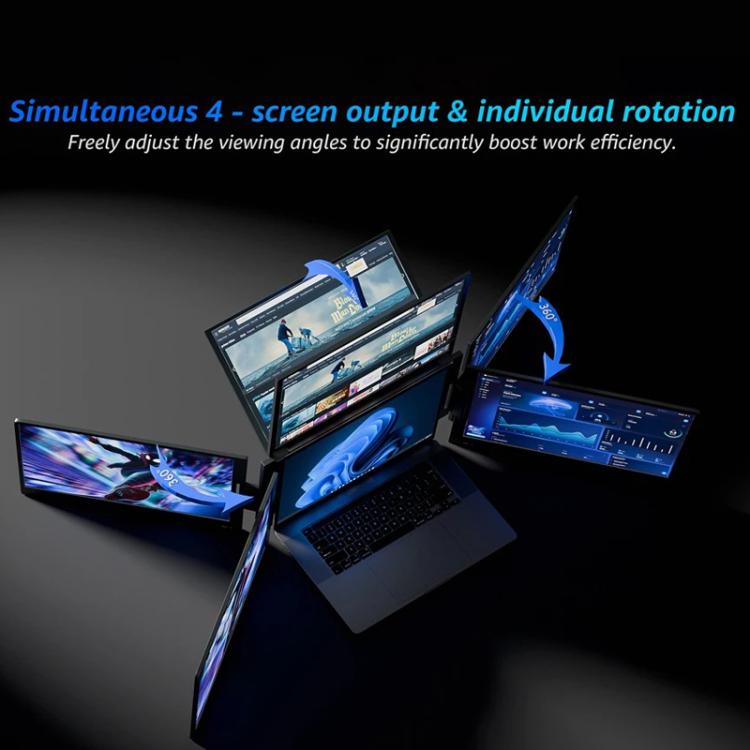 15.6 inch Triple-Screen One-Cable Connection 1080P Laptop Extension Display Portable Monitor