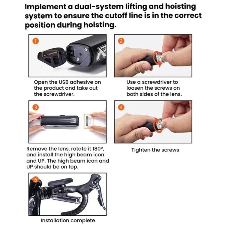 ENLEE EN-22 IP66 Waterproof High-Brightness Bike Headlight Anti-Glare Night Riding Light, Spec: 2000LM Black