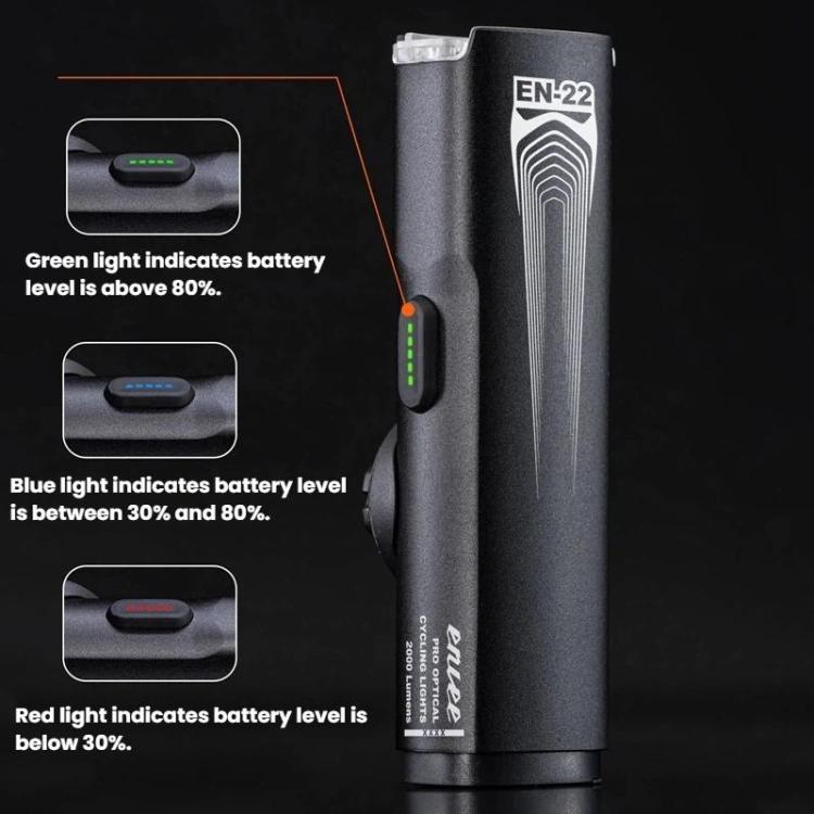 ENLEE EN-22 IP66 Waterproof High-Brightness Bike Headlight Anti-Glare Night Riding Light, Spec: 2000LM Black
