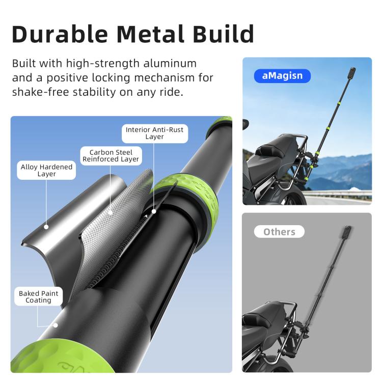aMagisn 1.1m Aluminum Telescopic Selfie Stick for Cycling Photography Camera Monopod Only Stick