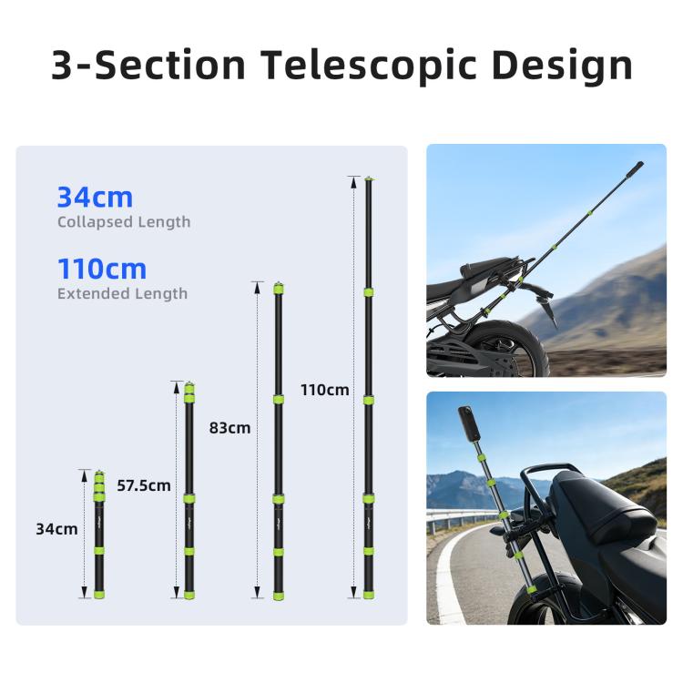 aMagisn 1.1m Aluminum Telescopic Selfie Stick for Cycling Photography Camera Monopod With Trekking Pole Tip