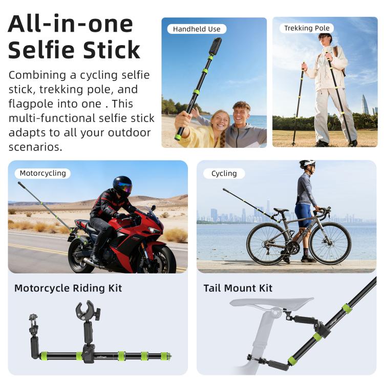 aMagisn 1.1m Aluminum Telescopic Selfie Stick for Cycling Photography Camera Monopod With Trekking Pole Tip