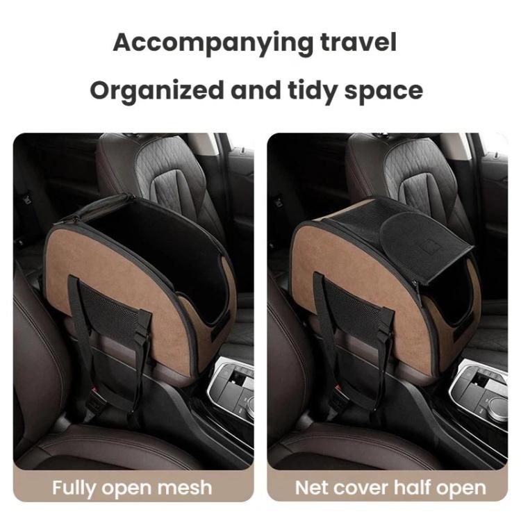Vehicle Front Seat Center Console Portable Pet Travel Carrier