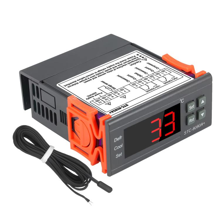 STC-8080A+ Digital Temperature Controller for Refrigeration with Defrost Function & Alarm, for Cold Room, Commercial Freezer - English Version