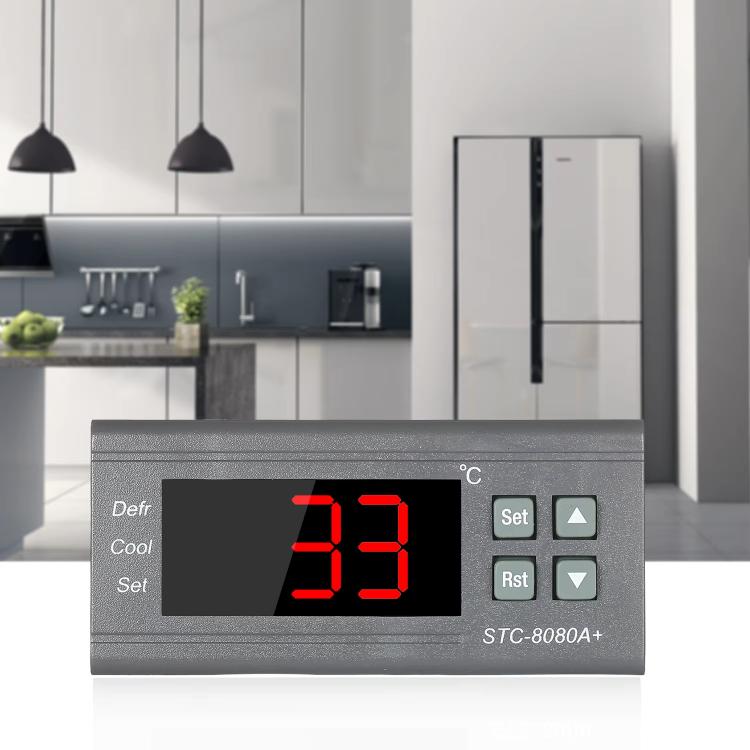 STC-8080A+ Digital Temperature Controller for Refrigeration with Defrost Function & Alarm, for Cold Room, Commercial Freezer - English Version
