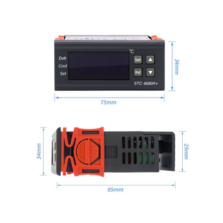 STC-8080A+ Digital Temperature Controller for Refrigeration with Defrost Function & Alarm, for Cold Room, Commercial Freezer - English Version