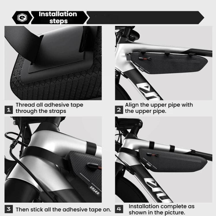 ENLEE STP-01T Waterproof Bike Top Tube Bag Road Bike Frame Beam Tool Pouch - Black