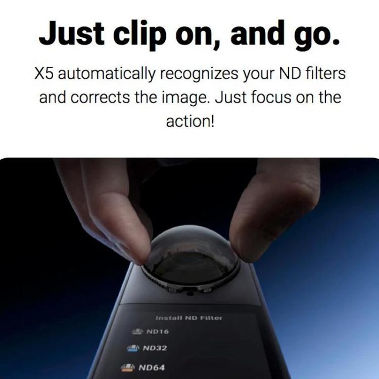 For Insta360 X5 2pcs /Box Panoramic Action Camera Filters Neutral Density Filters Glass Protective Filters, Spec: ND64