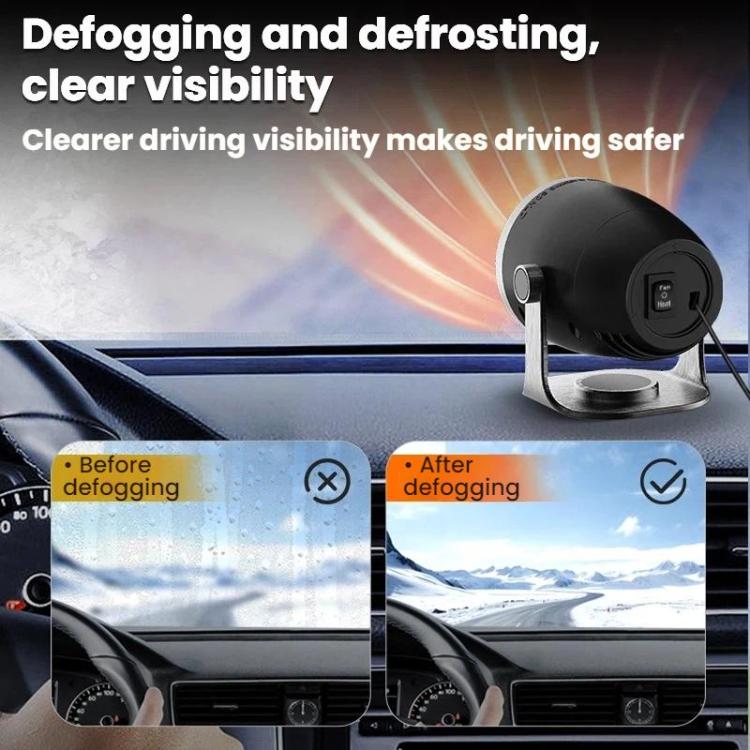Vehicle-mounted Heater With Adjustable Fan Speed Defogging Defrosting Heater, Color: Brown 12V