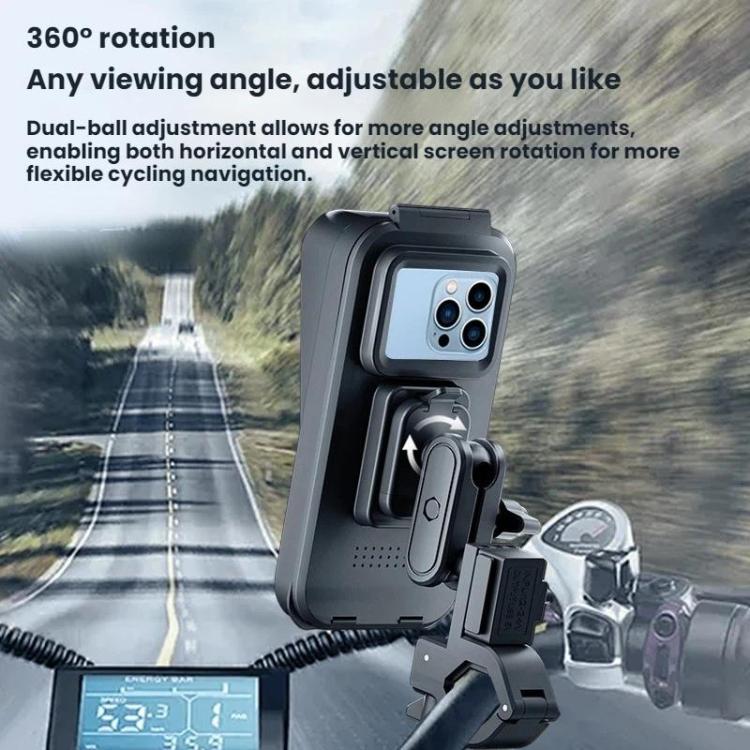 Waterproof Navigation Phone Holder For Motorcycles And Bicycles, Style: Handlebar Charging