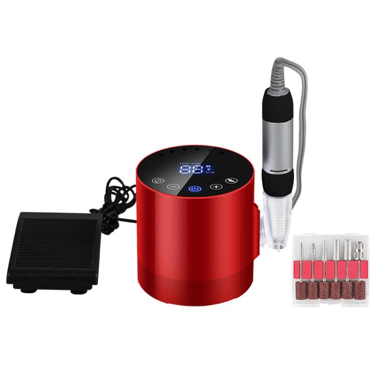 BLUEQUE BQ-213 Cylindrical Nail Buffer Electric Nail File Cuticle Remover Tool, Spec: EU Plug  - Red