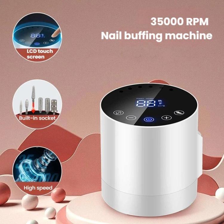 BLUEQUE BQ-213 Cylindrical Nail Buffer Electric Nail File Cuticle Remover Tool, Spec: EU Plug  - White