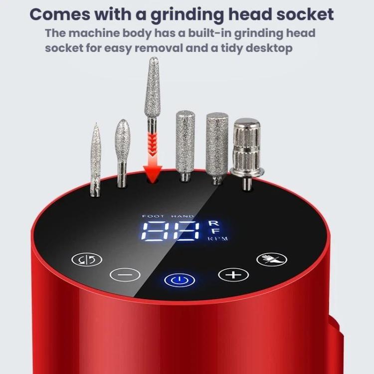 BLUEQUE BQ-213 Cylindrical Nail Buffer Electric Nail File Cuticle Remover Tool, Spec: US Plug  - Red