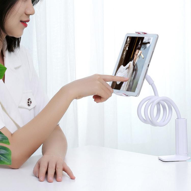 75cm Flexible Gooseneck Phone Holder for Desk & Bed Spiral Locking Base with 360-degree Adjustable Phone Clip - Black