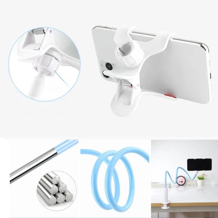 75cm Flexible Gooseneck Phone Holder for Desk & Bed Spiral Locking Base with 360-degree Adjustable Phone Clip - Black